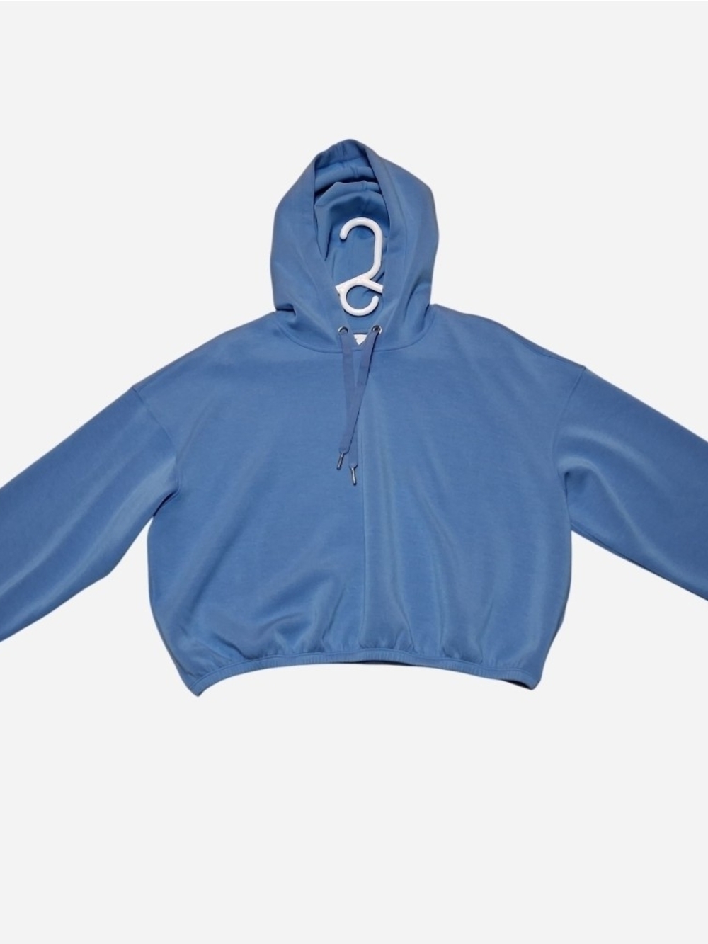 SPANX Cotton Fleece Powder Blue Cinched Crop Hooded Pullover